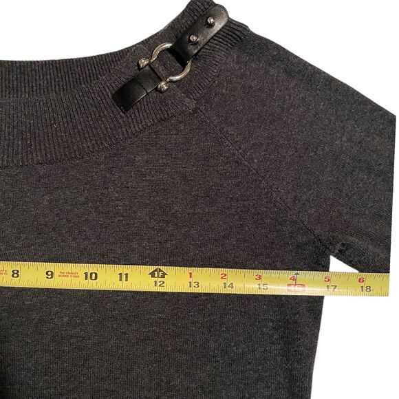 LAUREN Ralph Lauren Dark Gray Horsebit Buckle Boat Neck Sweater Size M Medium - Picture 10 of 13